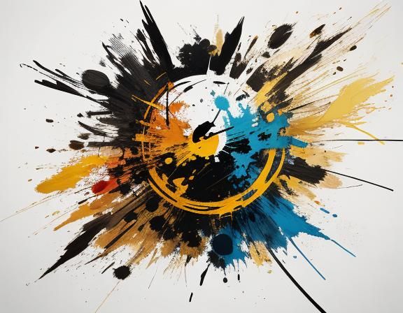 Abstract Expressionist Mythological Figure in Golden Light