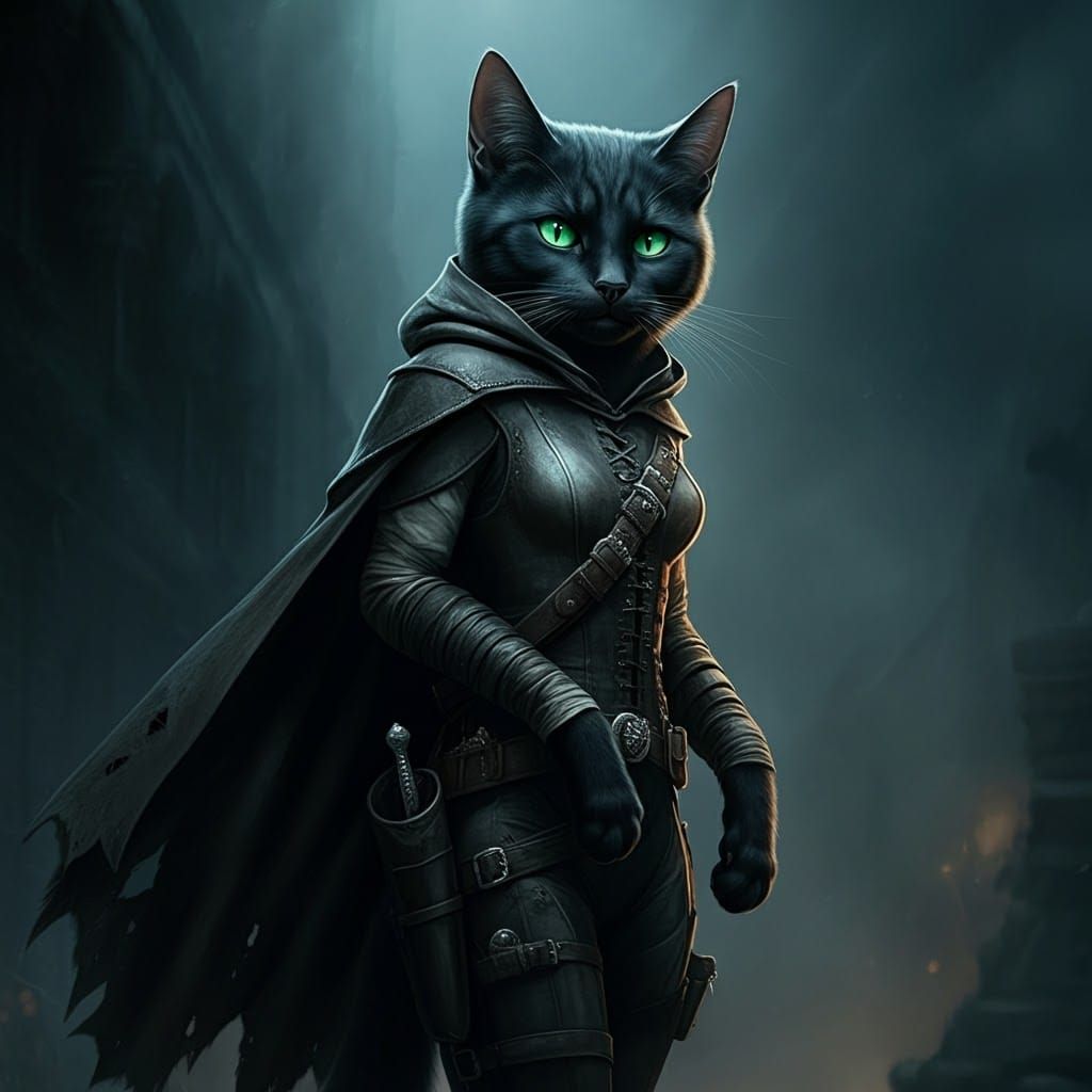 Hyper-Realistic Cat Thief in Moody Lighting