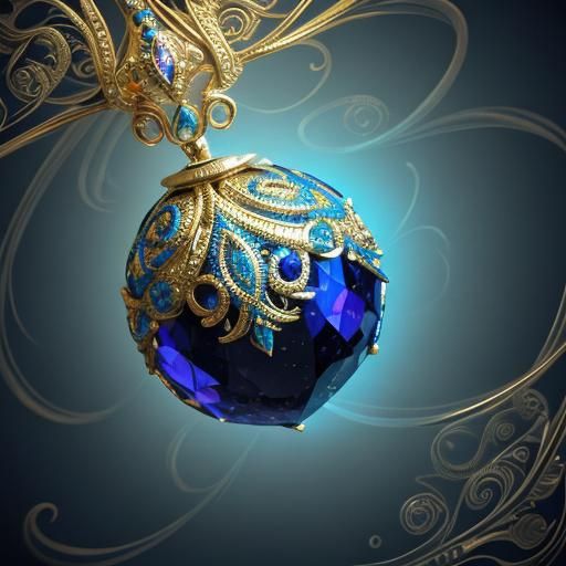 Elegant Gold Gemstone Pendant in Vector Art