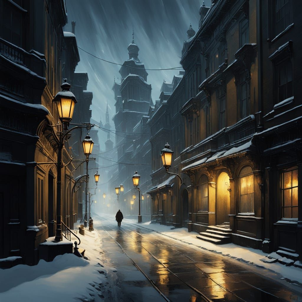 Dreamlike Baroque Cityscape Under a Golden Yellow Moonlight