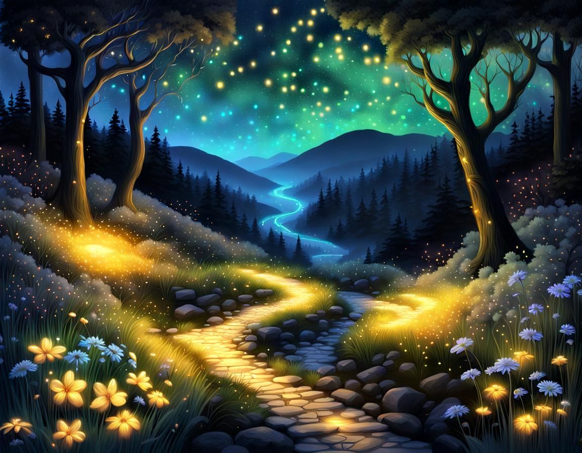Luminescent Summer Night Digital Illustration