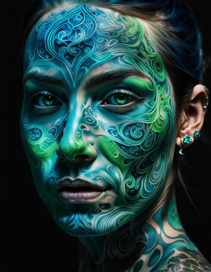 Fluoride Tattoo Portrait in High-Fashion Photography Style
