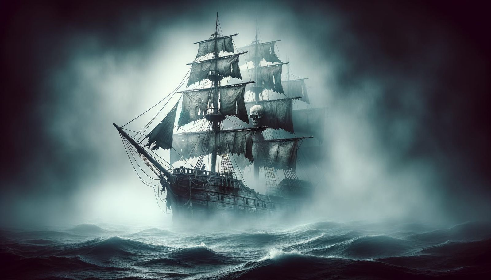 Ghost Ship Sailing a Desolate Sea