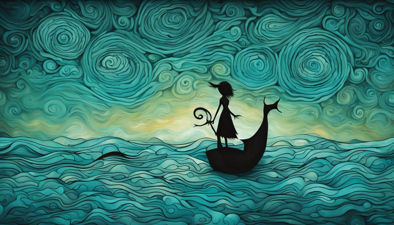 Surreal Oceanic Portrait in Turquoise Hues