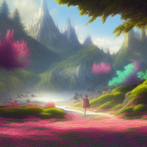 Fantastical Spring Day Matte Painting in Deep Color
