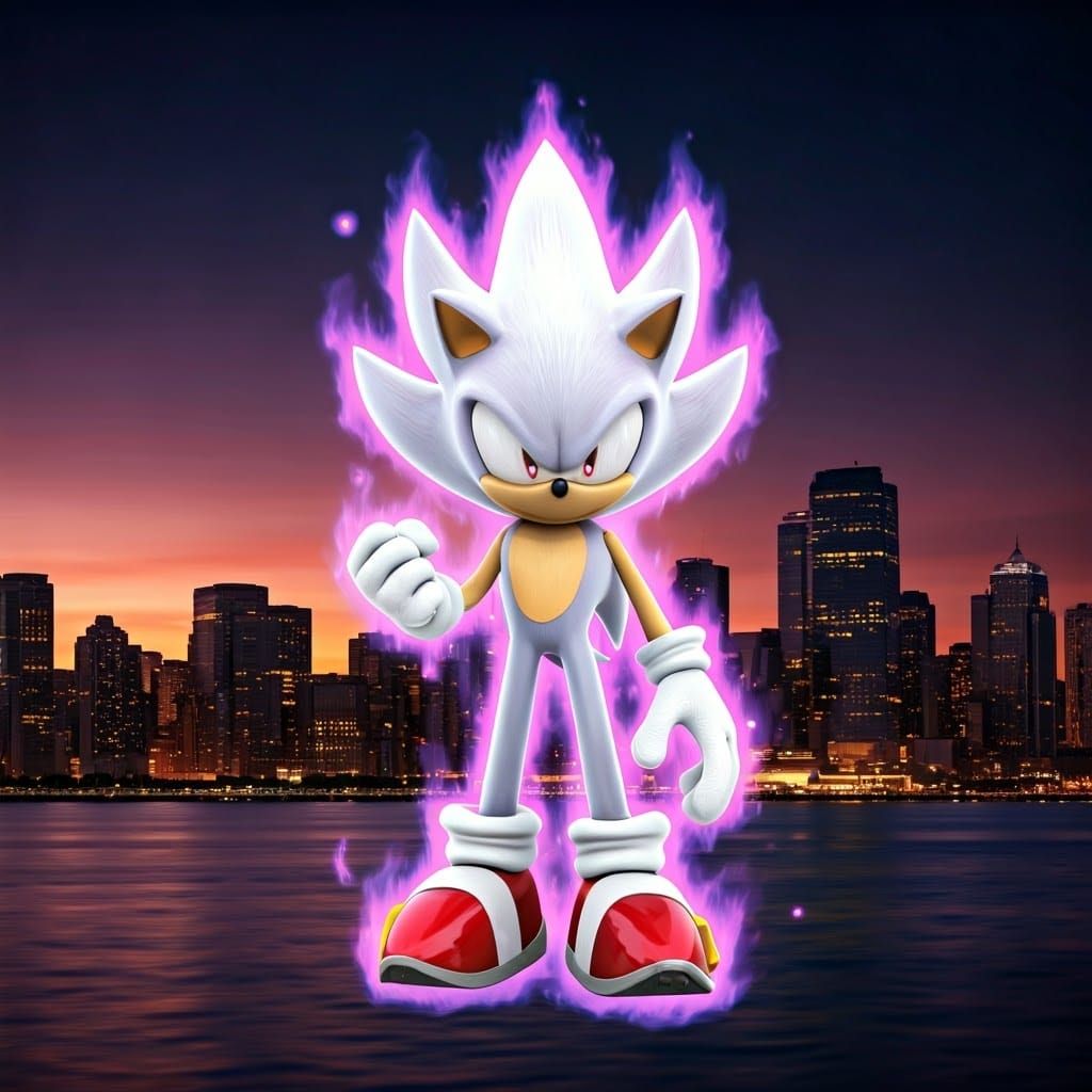 Hyper Sonic with Prismatic Aura, Digital Art