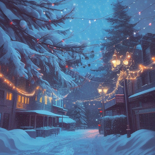 Surreal Anime Christmas Magic in Vibrant Cel-Shaded Colors