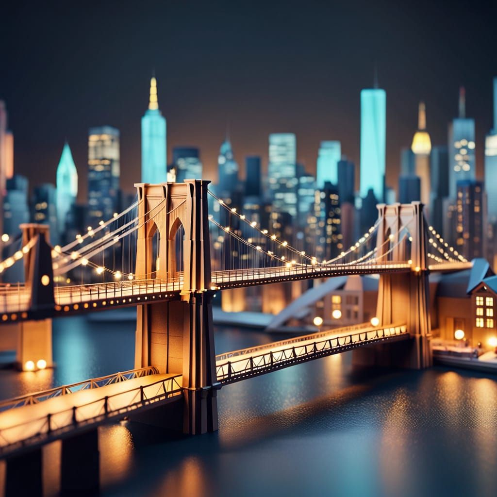 Brooklyn Bridge At Night city lights