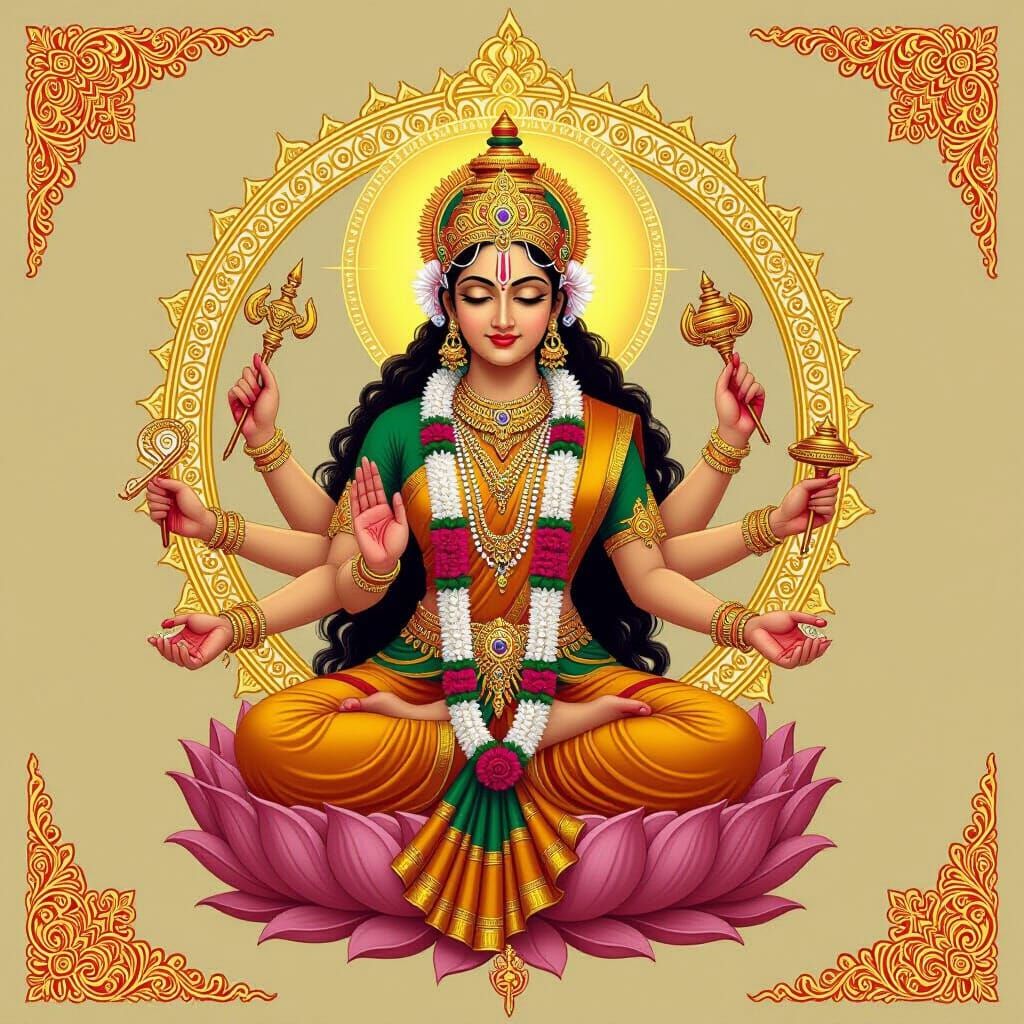 Kaal Brahm and Durga in Intricate Mandala Style