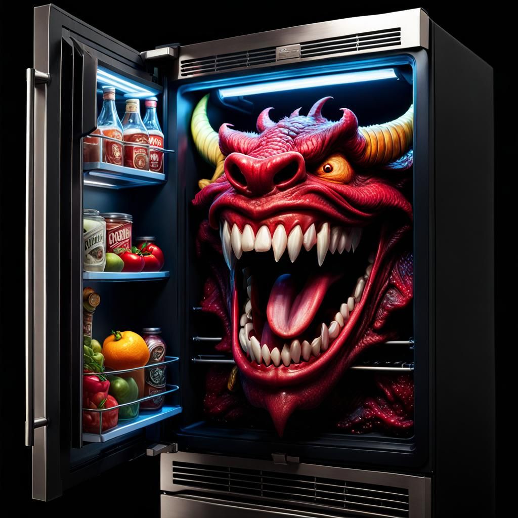 Demon Fridge Laughing: Fantasycore Art