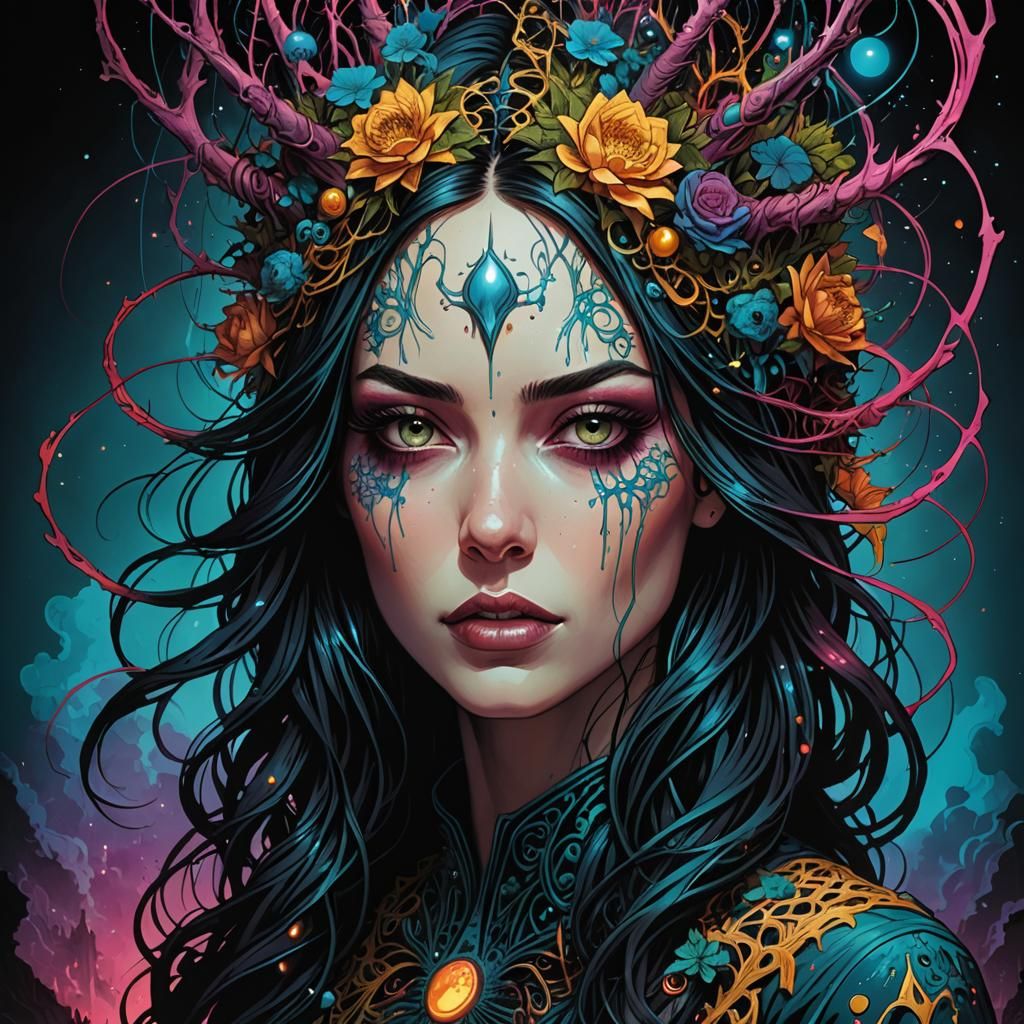 Psychedelic Portrait of a Beautiful Woman