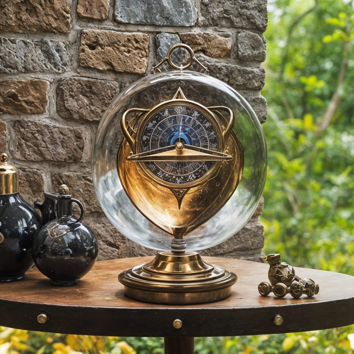 Glass Astrolabe with Light Refraction