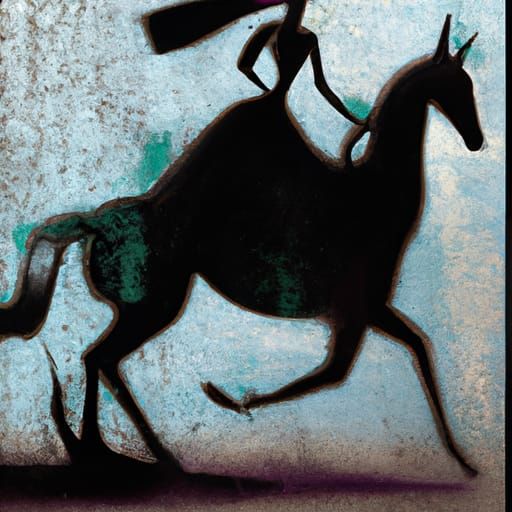 Elegant Woman on Horseback in Lithograph Style