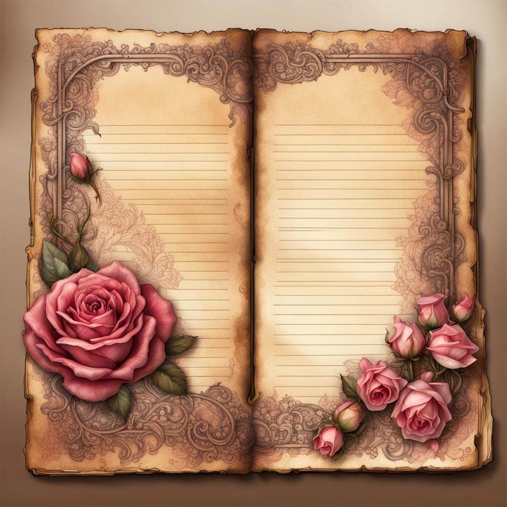 Vintage Roses with Dew Drops in Steampunk Style