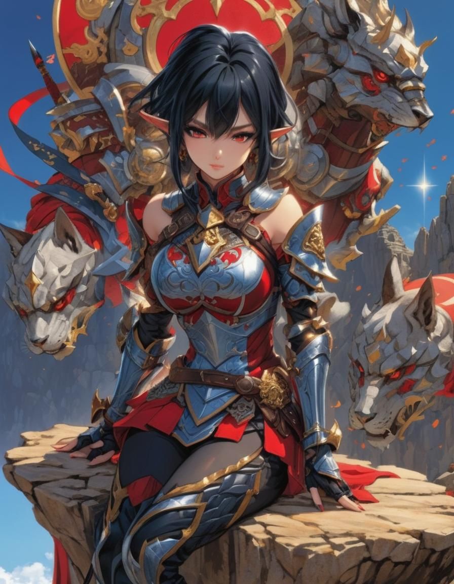 Warrior Girl with Sword in Manga Style