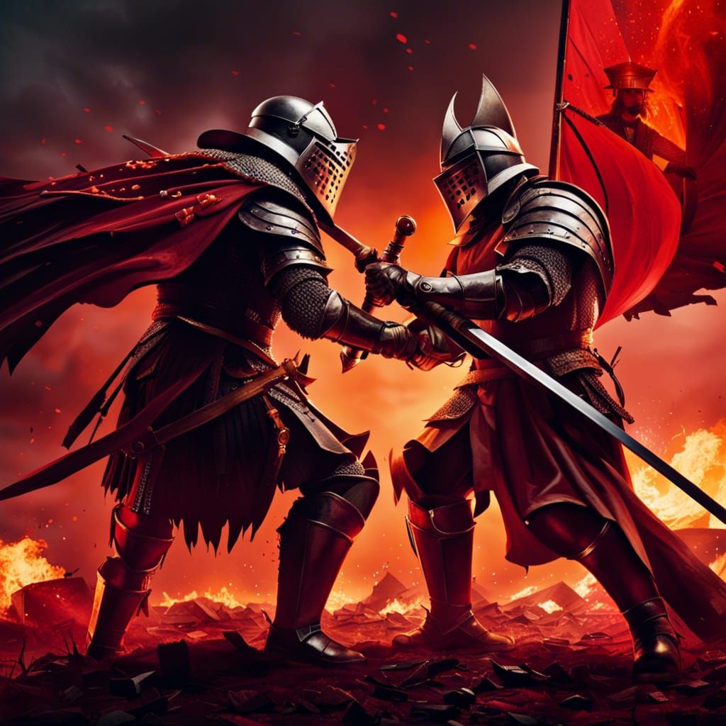 Fateful Knight Duel on Burning Battlefield