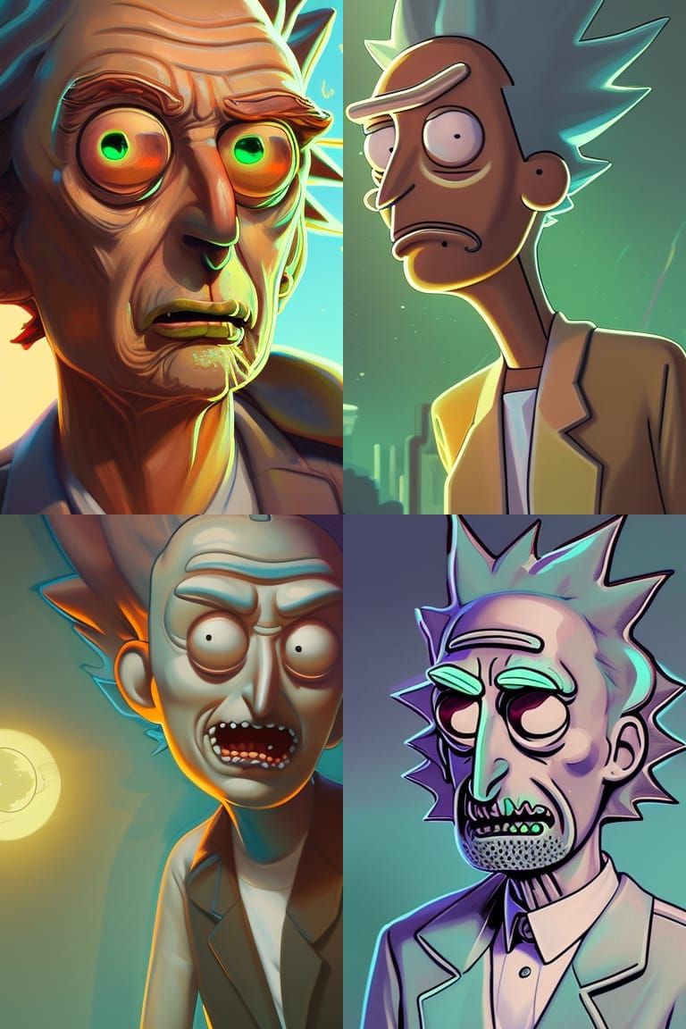 Rick and Morty Portrait in Art Nouveau Style