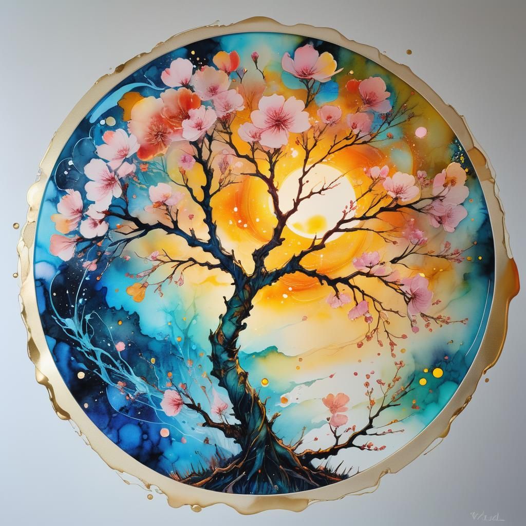 Surreal Magical Lights in Watercolor Style