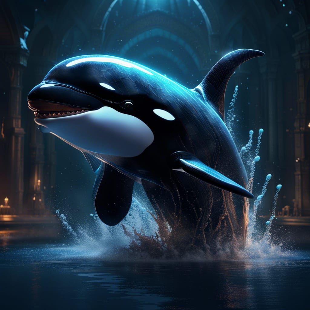 Hyperdetailed Orca in Dark Fantasy Art Style