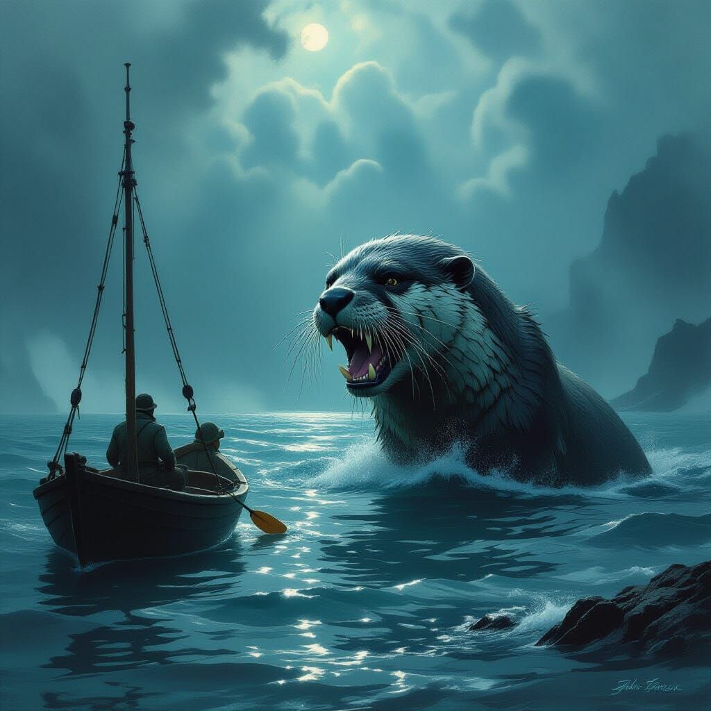 King Otter Emerges from Stormy Irish Waters