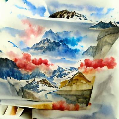 Watercolor Painting of the Swiss Alps