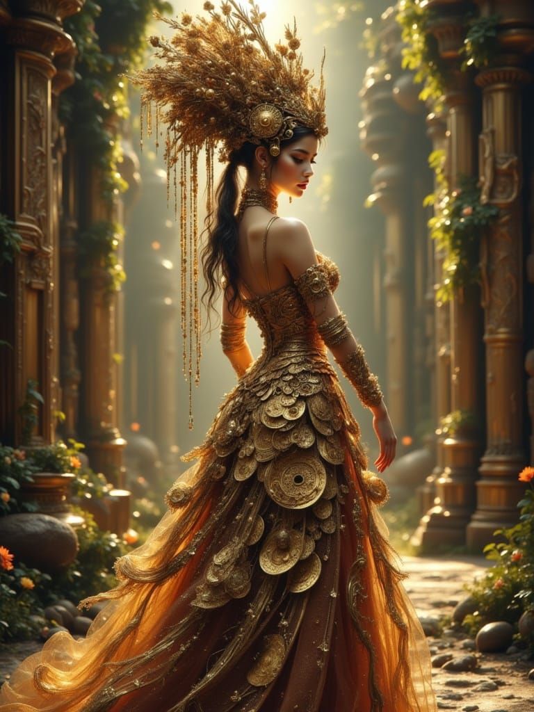 Regal Hmong Queen in Steampunk Attire