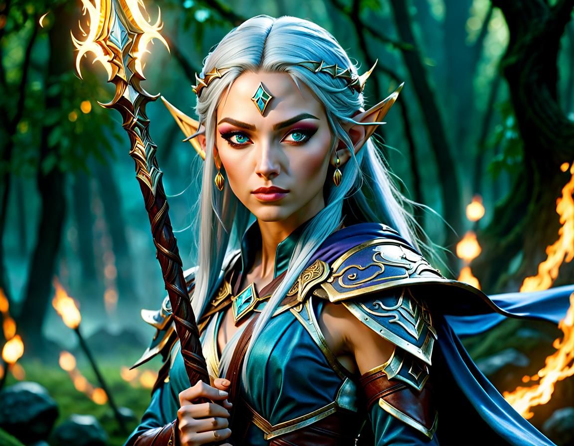 High Elf Mage Portrait on Battlefield