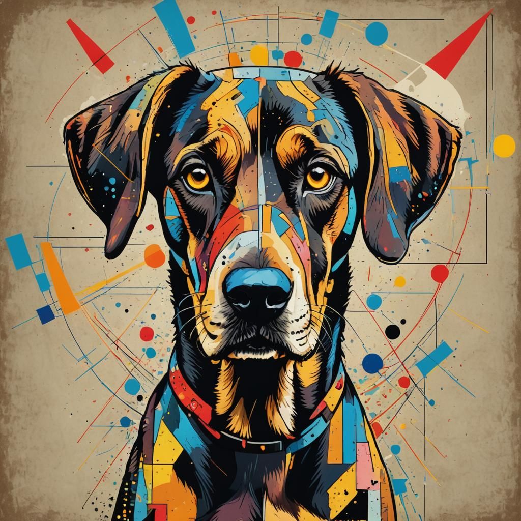 Hound Dog in Pop Art Screen Print Style