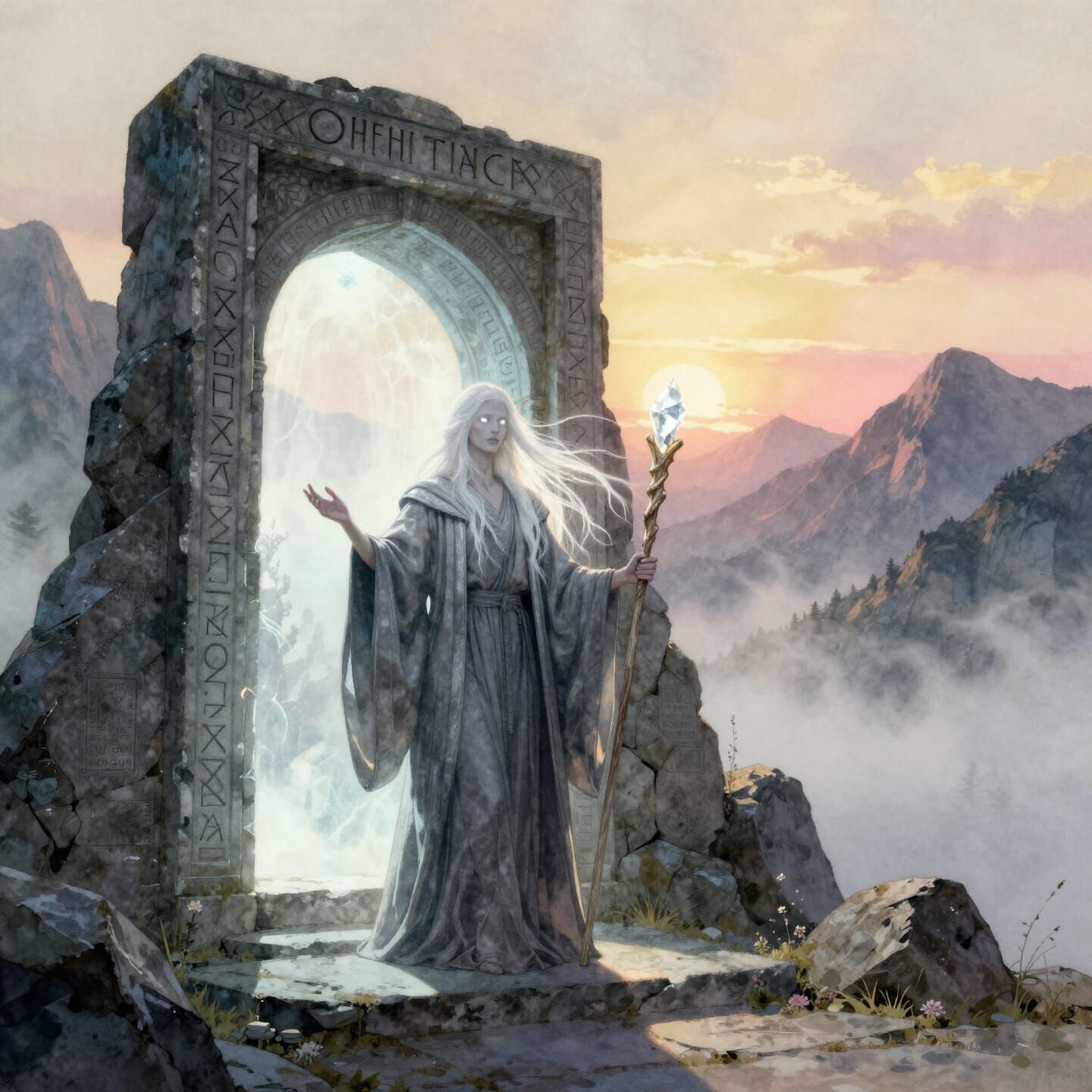 Mystical Guardian at Dawn Stone Archway
