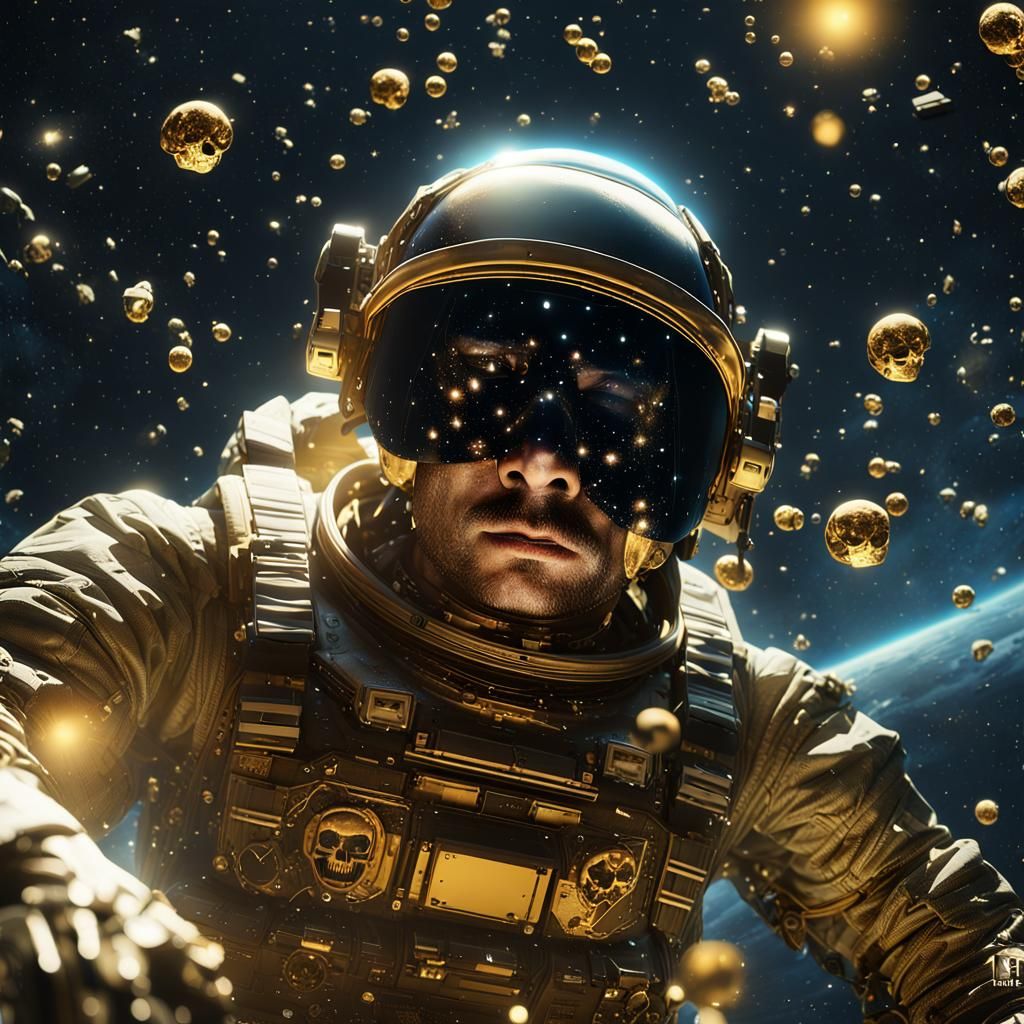 Astronaut in Death Stranding Suit Floating in Galaxy