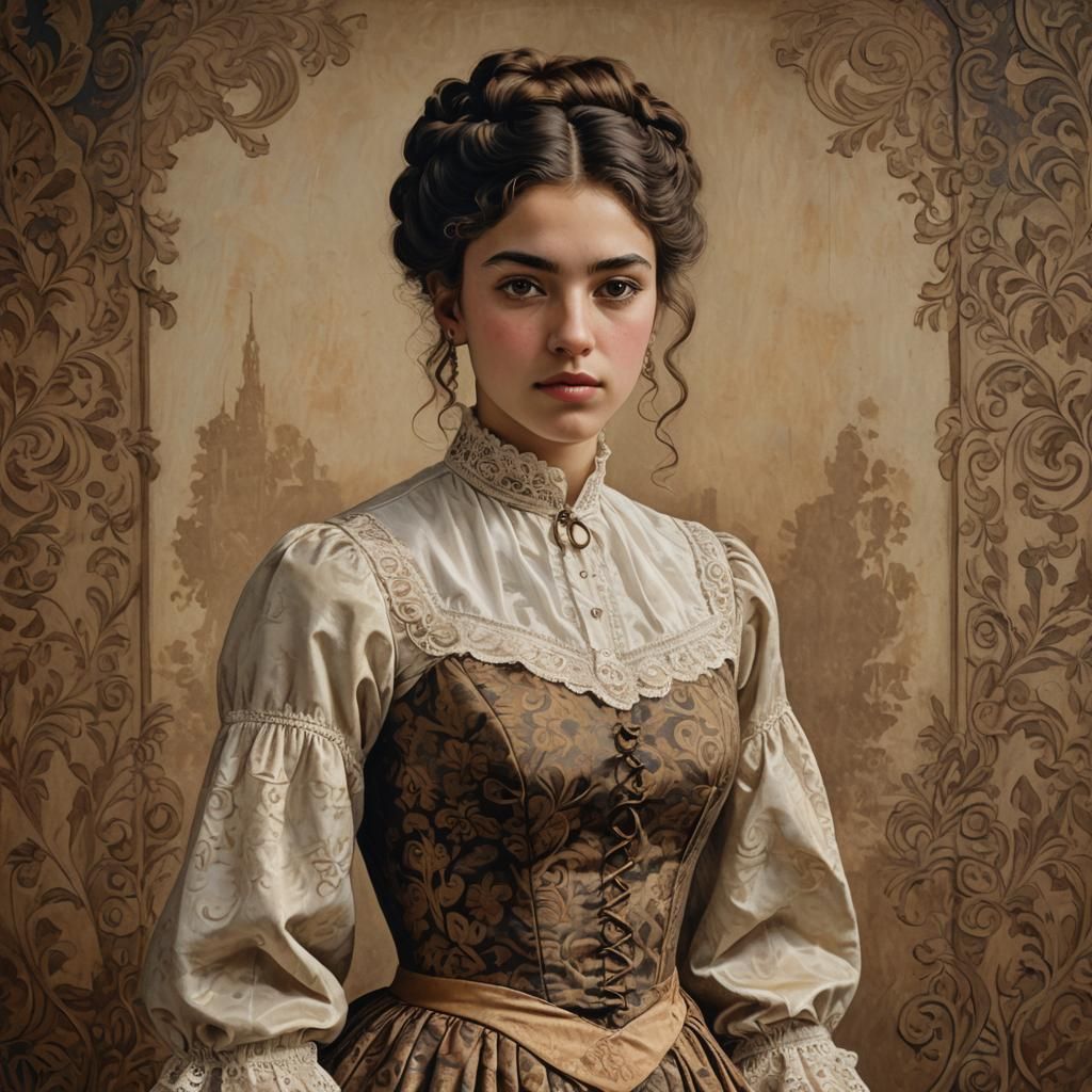 Argentinian Woman in Basque Dress, Neorealist Portrait