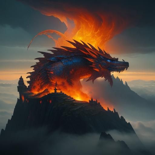 Cloud Dragon Erupts from Misty Mountainside