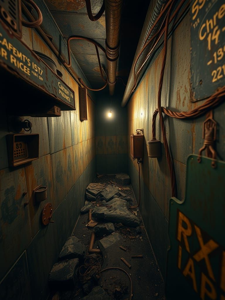 Dark, Atmospheric Hybrid Creature Emerges from Damp, Rusty B...