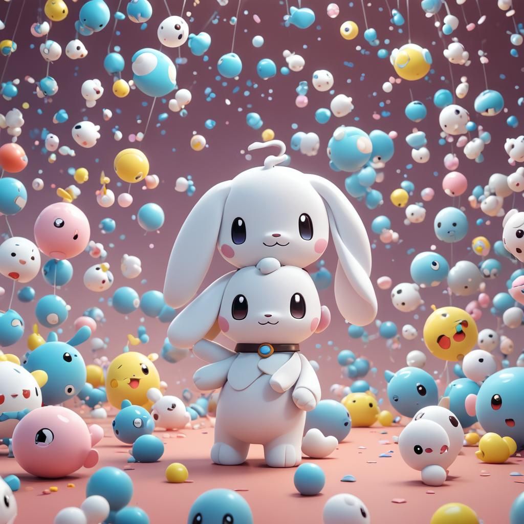 Cinnamoroll as a Pokémon: 3D Digital Art