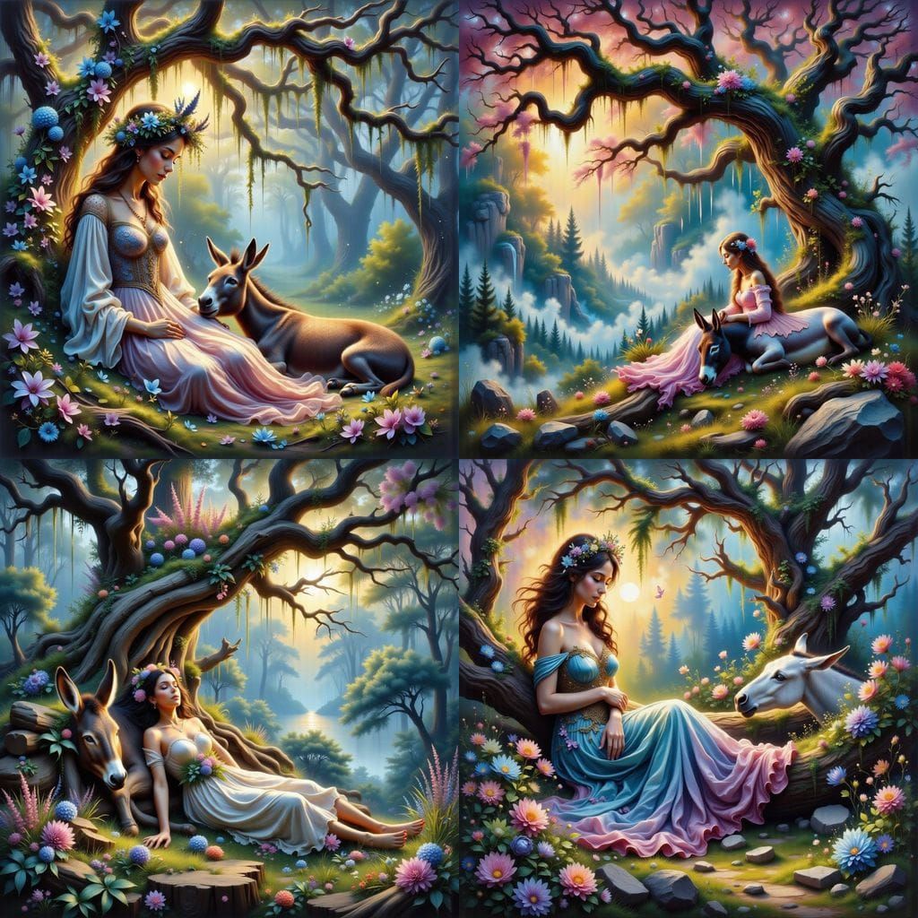 Ethereal Fairy Queen Slumbers under an Enchanted Tree