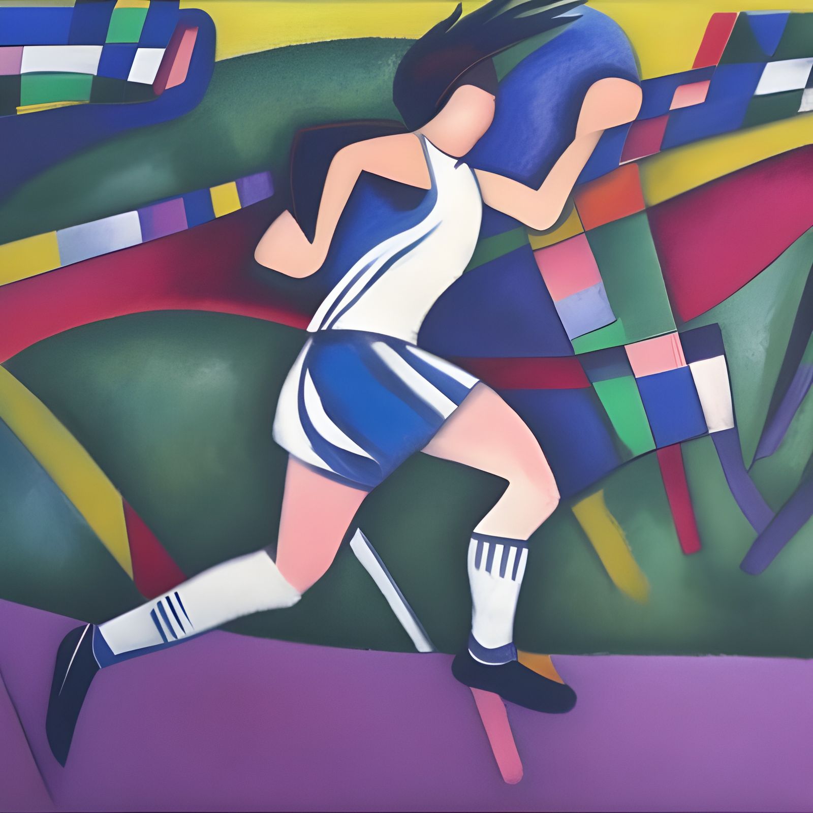 Hyperspeed Soccer Girl in Kandinsky Style