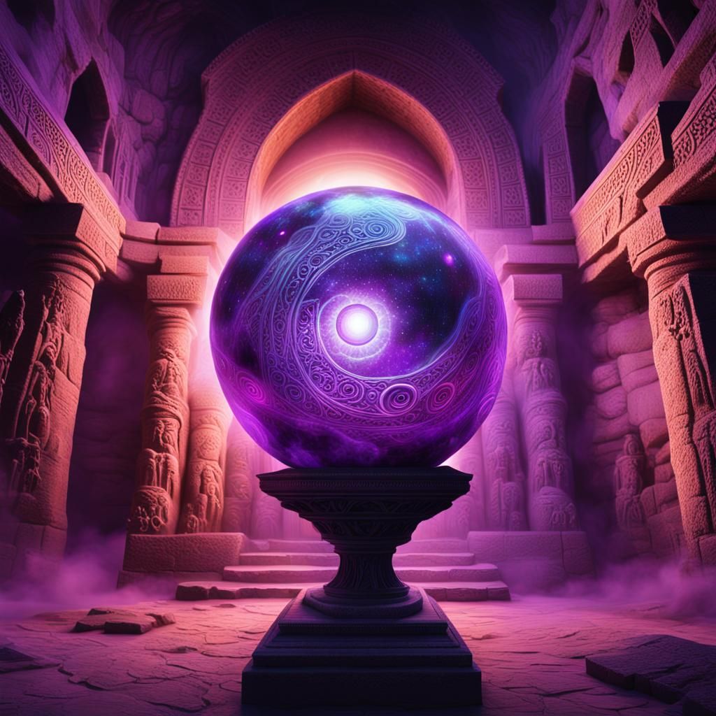Orb with Eyes and Purple Vapor in Tomb