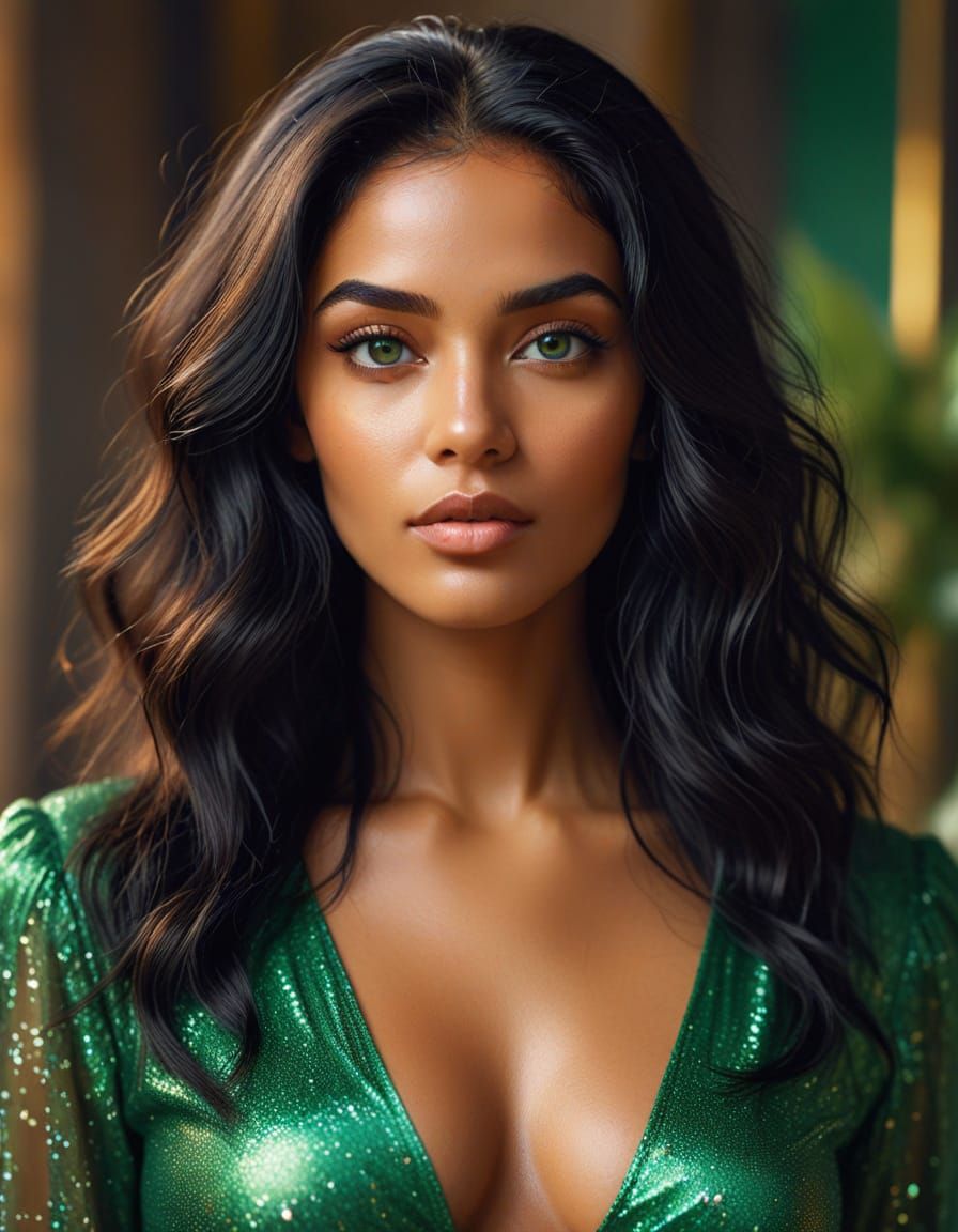 Dominican Woman Portrait in Vivid Digital Art Style