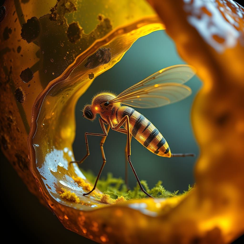 Glowing Amber Fossil Reveals Dinosaur DNA