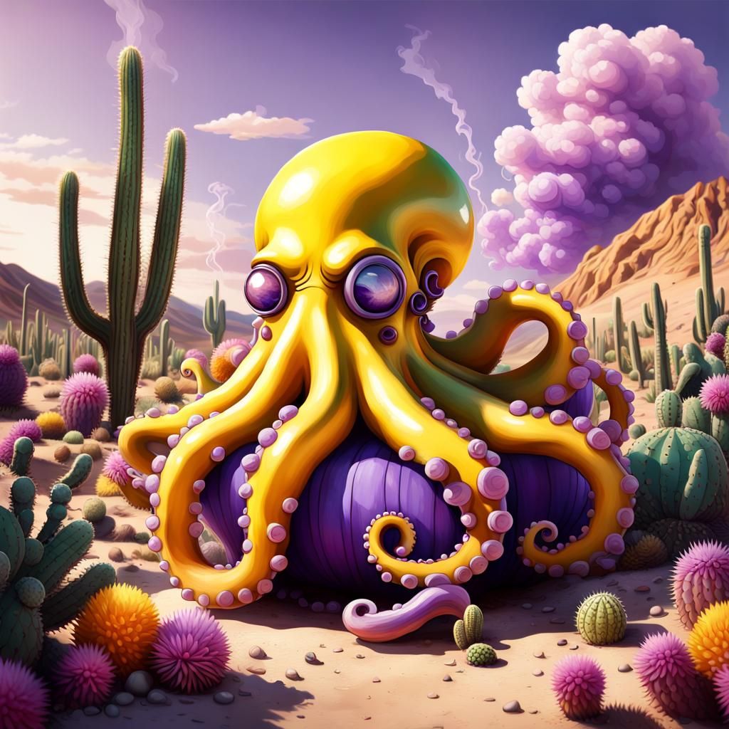 Candy Art: Octopus Smoking in Desert