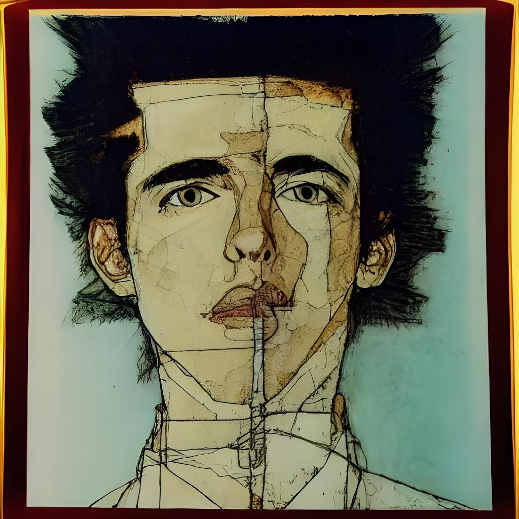 Abstract Portrait in Copper Etching Style