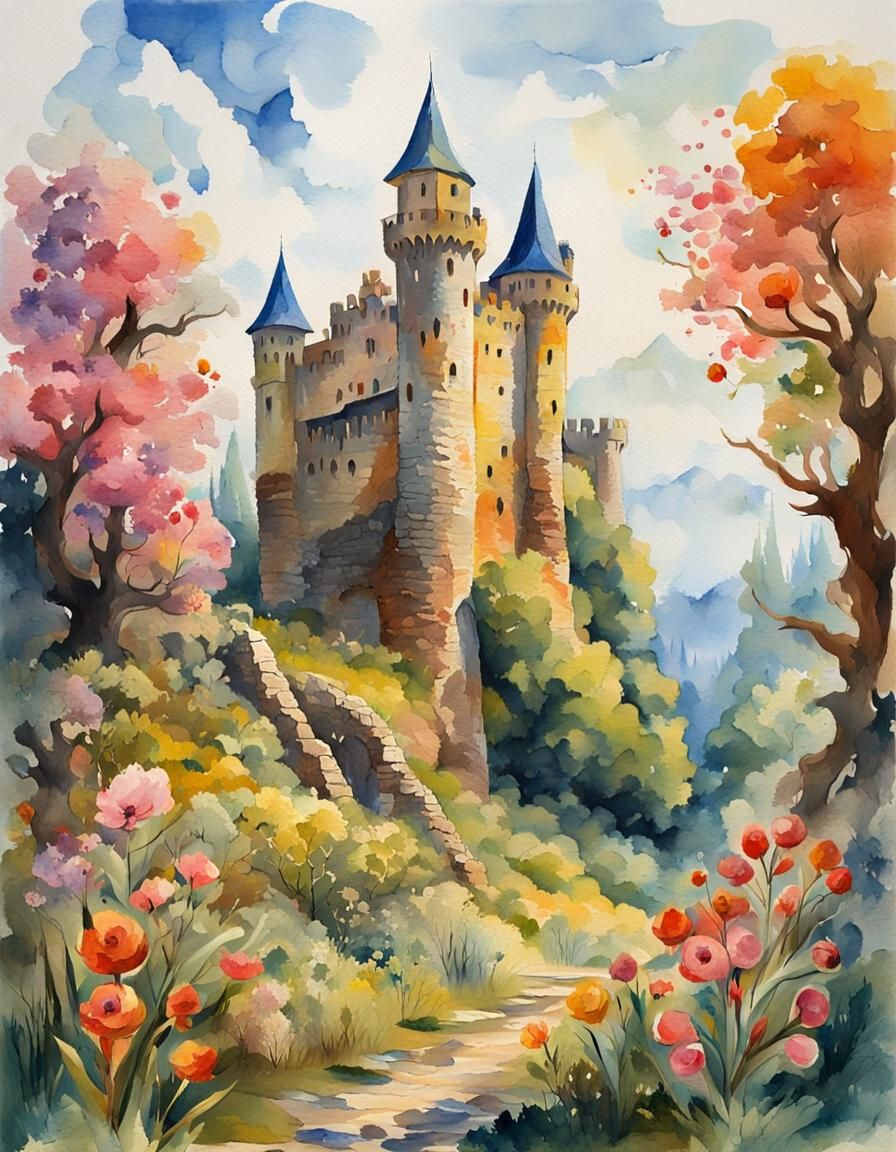 An old medieval castle, rotten, nature takes the castle back...