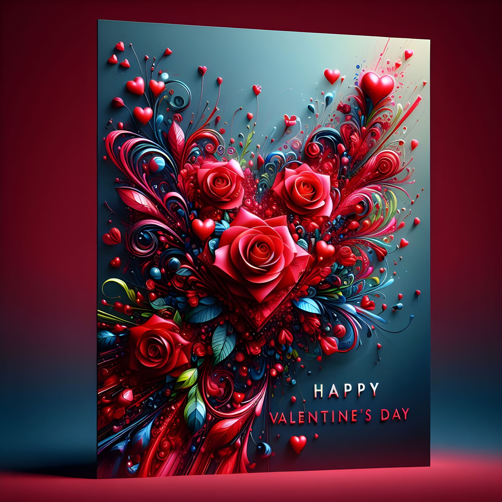 Romantic Valentine's Day Card in Hyperrealistic Style
