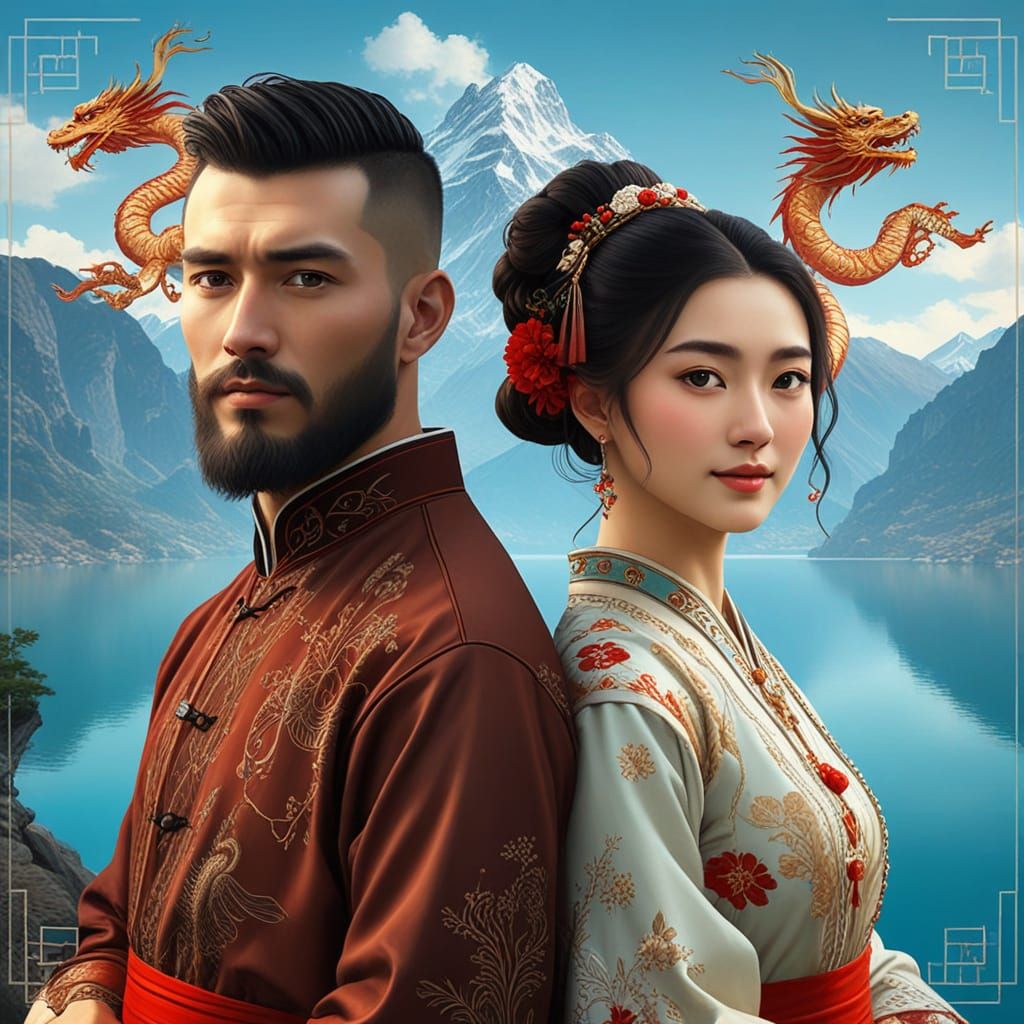 Strong Serbian Gentleman and Serb Maiden Standing Together A...