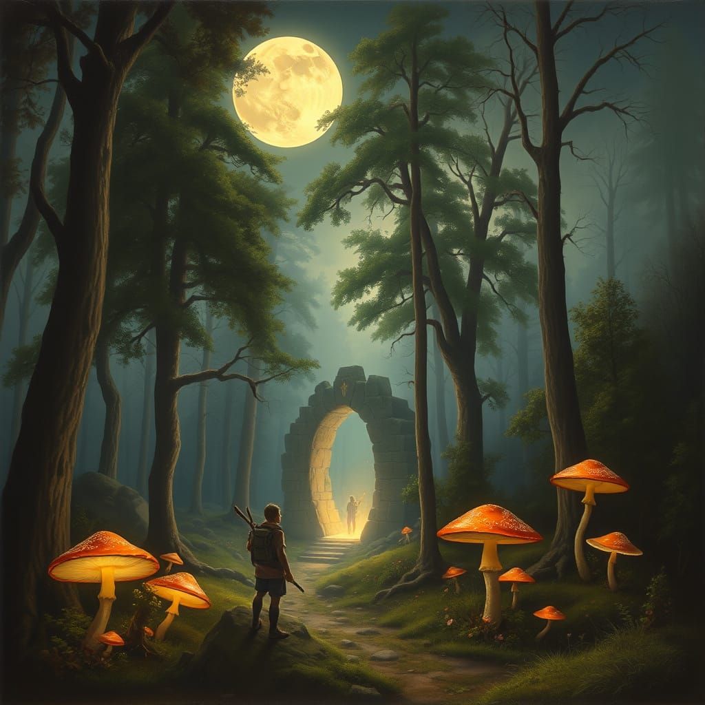 Moonlit Forest Portal in Renaissance Style