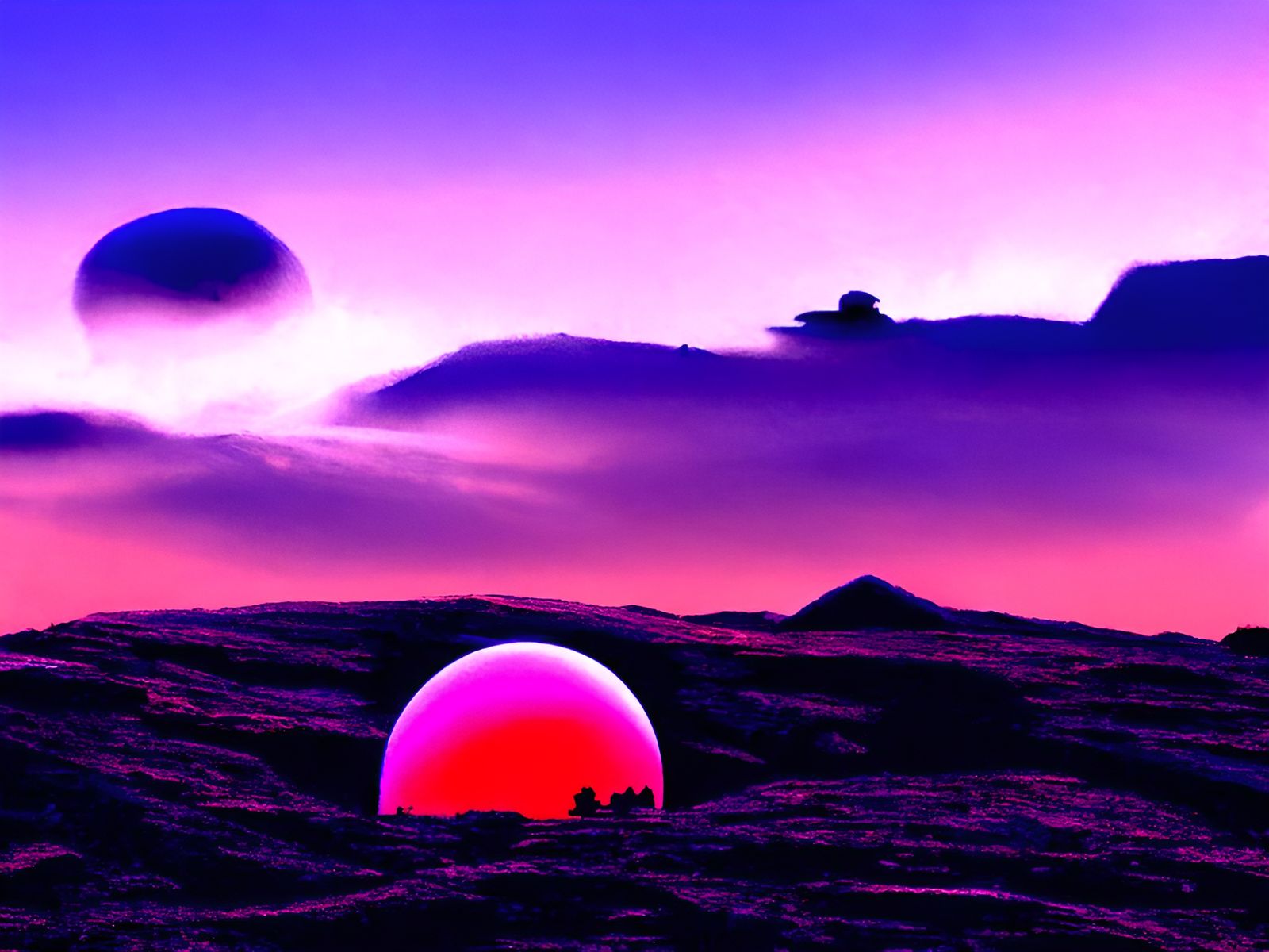 Surreal Sunset on a Distant Planet
