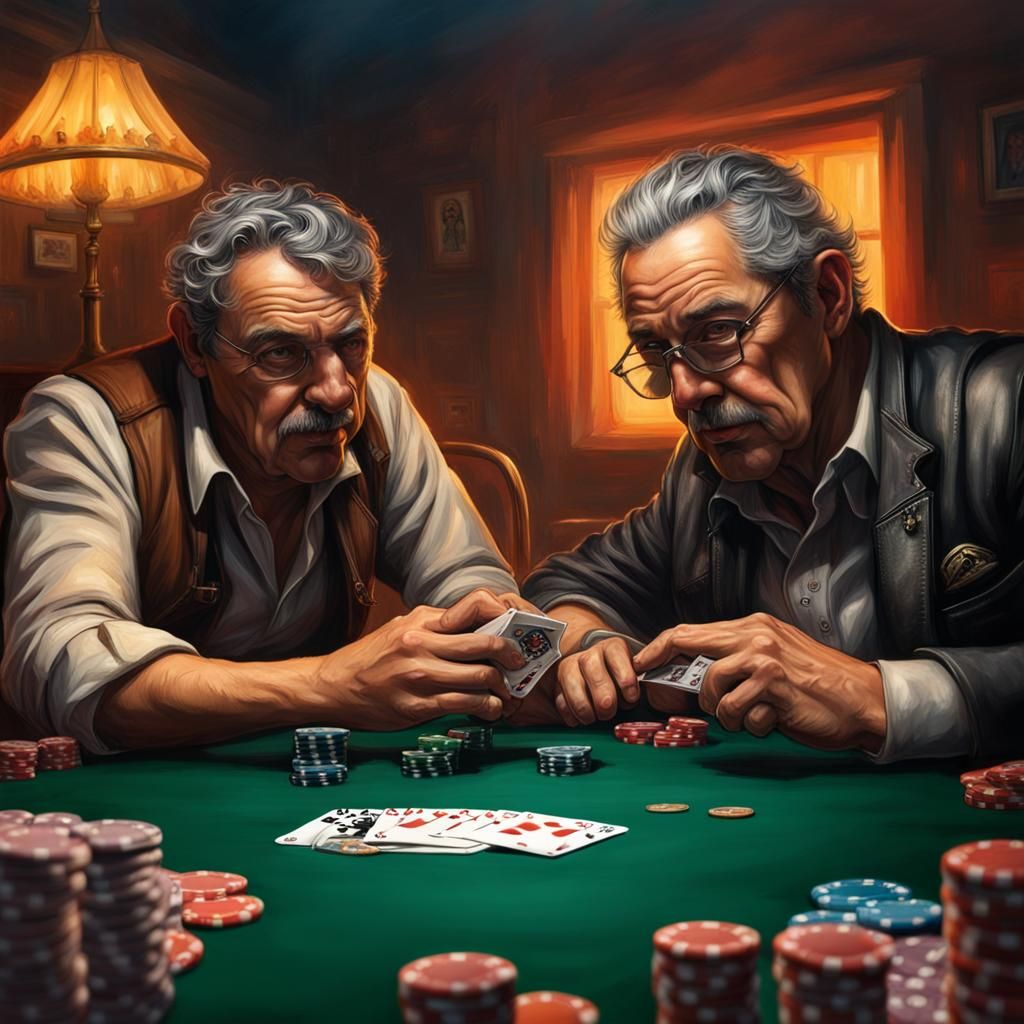 Hyperrealistic Poker Game in Post-Apocalyptic Landscape