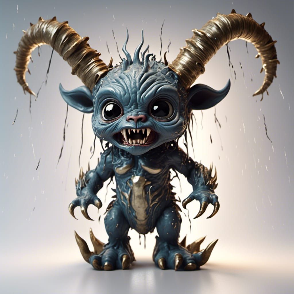 Terrifying Baby Monster in a Forest Rainstorm