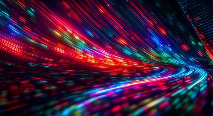 Neon LED Lights in Darkness, Hyperrealistic Style