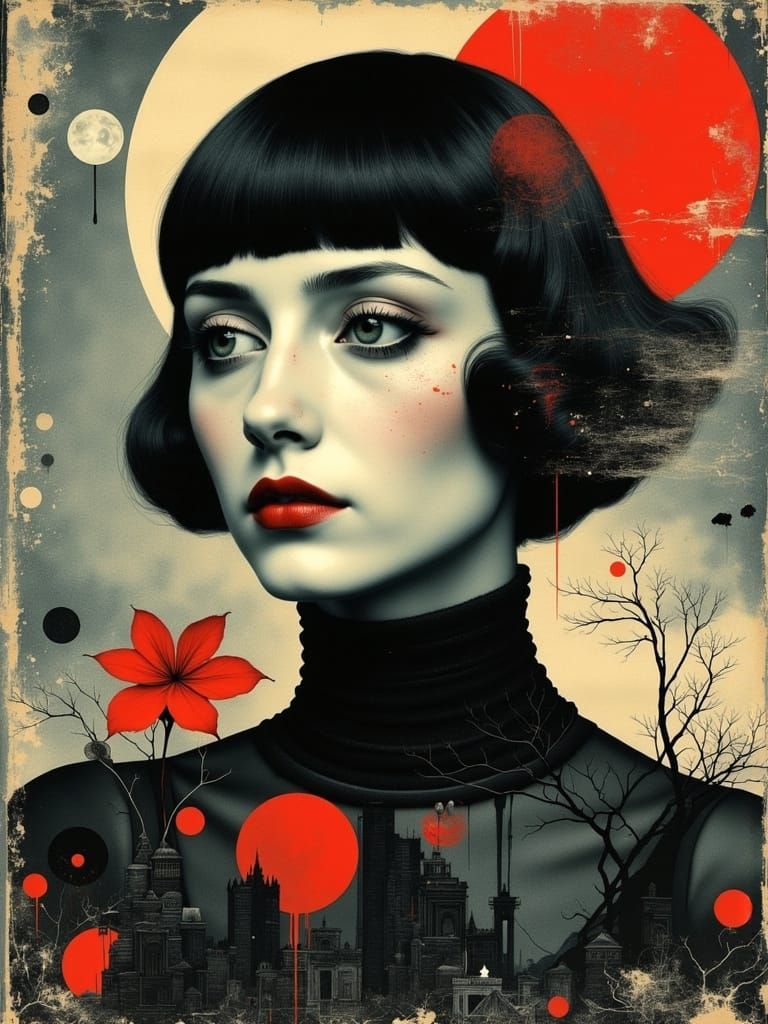 Gothic Portrait in Pop Surrealism Style